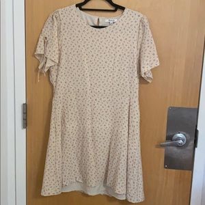 Cream floral print dress with tie sleeves